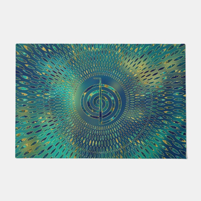 Reiki Cho Ku Rei - gemstone and gold Doormat (Front)