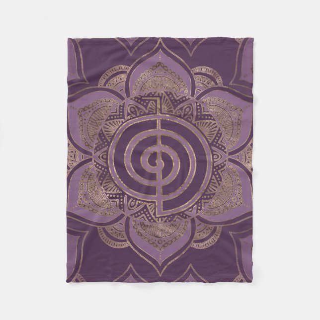 Reiki Cho Ku Rei - pastel and gold Fleece Blanket (Front)