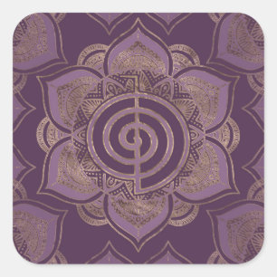 Reiki Cho Ku Rei - pastel and gold Square Sticker