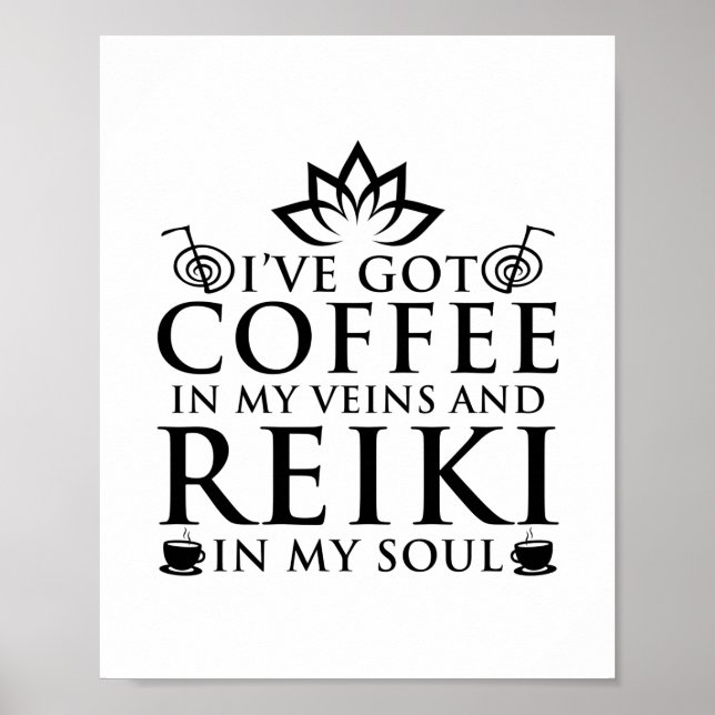 Reiki & Coffee | Reiki Master Esoteric Reiki Gifts Poster (Front)
