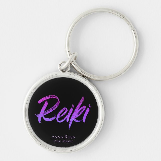 *~* Reiki Energy Healer Iridescent Typography Key Ring (Front)