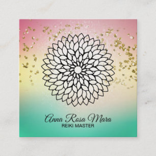 *~* Reiki Energy Healer Mandala Massage Yoga Square Business Card