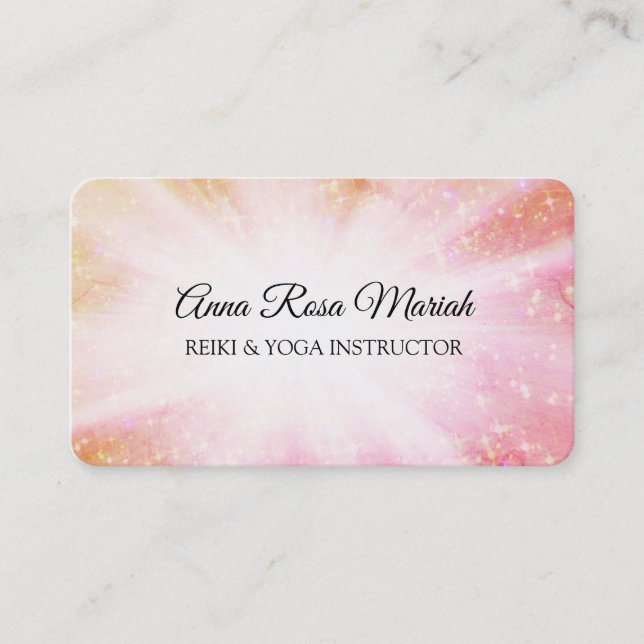 *~* Reiki Energy Healing Bursts - Rays Sparkle Business Card (Front)