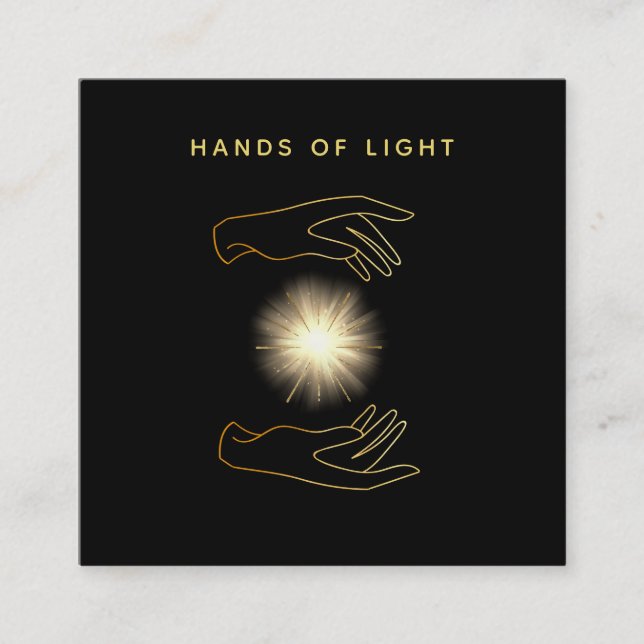 *~*  Reiki Energy Healing Hands Ball of Light Square Business Card (Front)