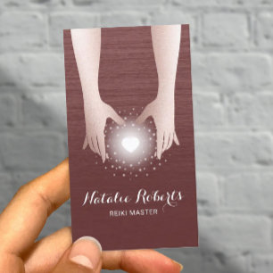 Reiki Energy Healing Hands Brick Red Therapist Business Card
