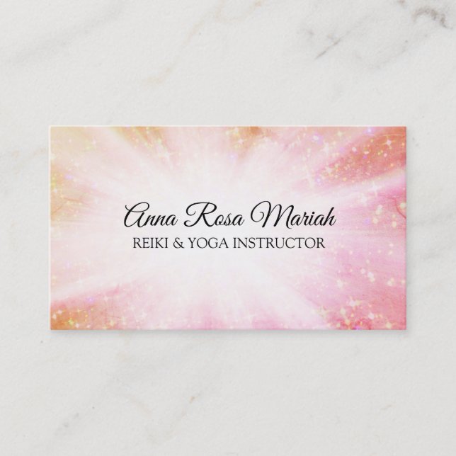 *~* Reiki Energy Healing Rays Bursts Sparkle Business Card (Front)