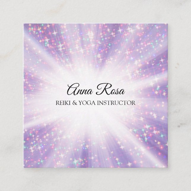 *~* Reiki Energy Healing Rays Light Worker Square Business Card (Front)