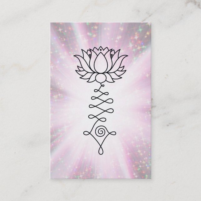 *~* Reiki Energy Healing Sparkle  Rays Lotus Business Card (Front)