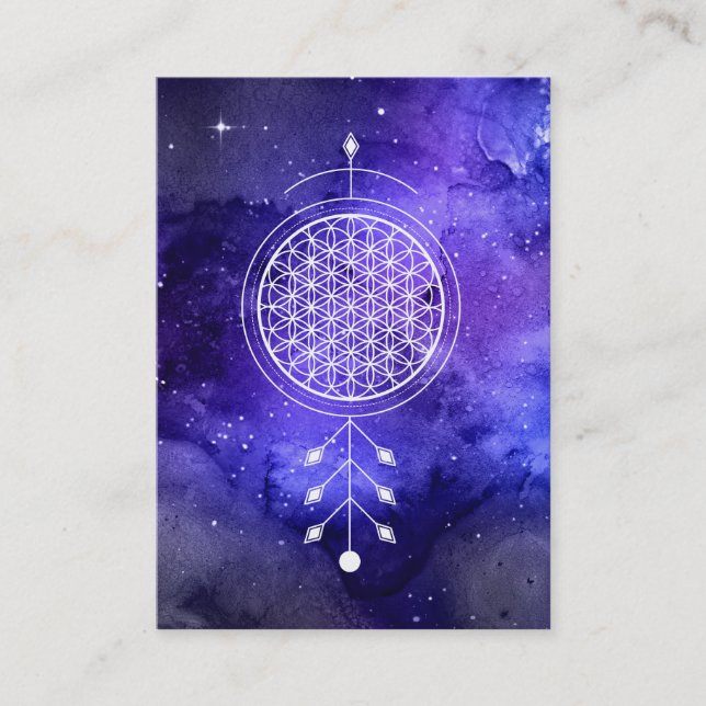 *~* Reiki Flower of Life  Yoga Astrology Universe Business Card (Front)