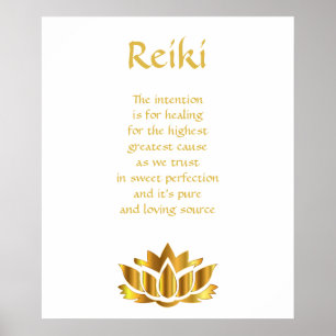 Reiki Gold Lotus flower Poster