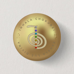 Reiki Golden Energy CHOKUREI With Chakras 3 Cm Round Badge