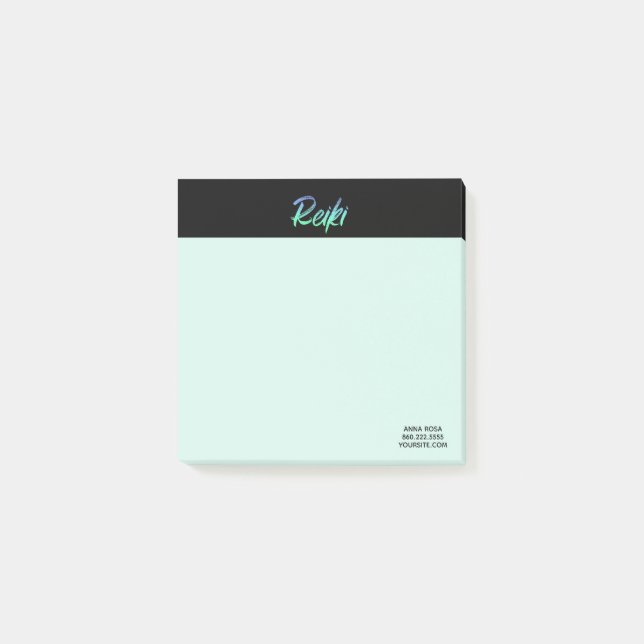 *~* Reiki Green Turquoise Blue &  Iridescent Post-it Notes (Front)