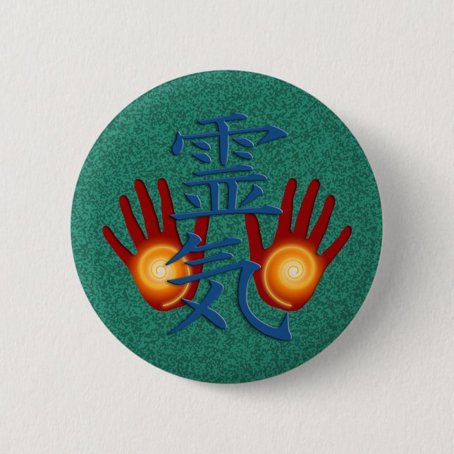 Reiki Hands 6 Cm Round Badge (Front)