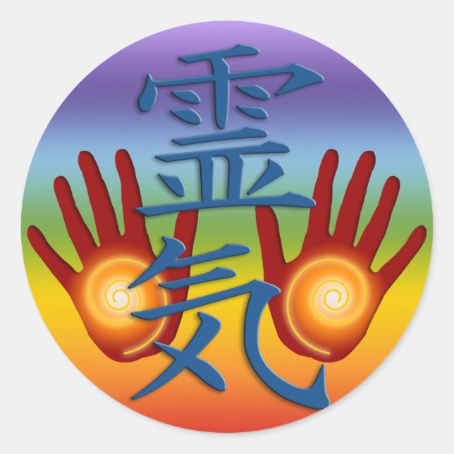 Reiki Hands | chakren colour Classic Round Sticker (Front)