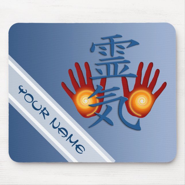 REIKI Hands Symbol + your name & image Mouse Pad (Front)