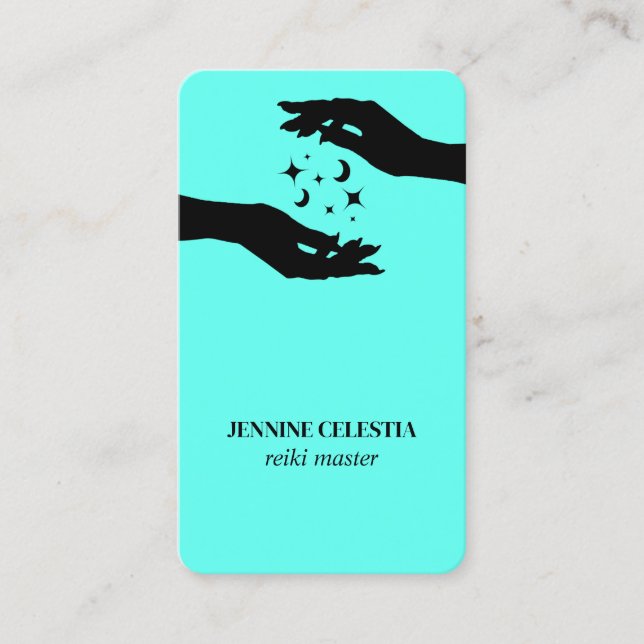 Reiki Hands Turquoise Spiritual Healer Business Card (Front)