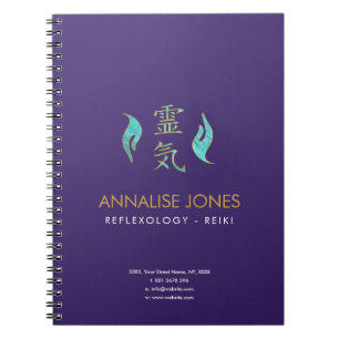 Reiki Healing Hands and Gold Symbols Notebook