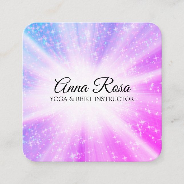 *~* Reiki Healing Massage Energy Rays Square Business Card (Front)