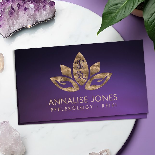 Reiki Healing symbol and hands in Lotus Business Card (Creator Uploaded)