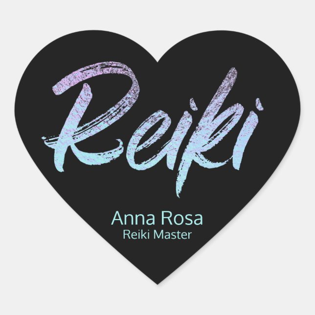 *~* Reiki Iridescent Heart Blue, Pink, Turquoise Sticker (Front)