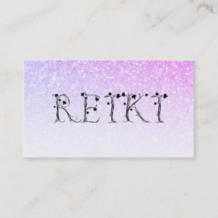 *~* REIKI Ivy Ombre Pink Lavender Glitter Business Card