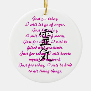 Reiki Kanji and Precepts Ceramic Tree Decoration