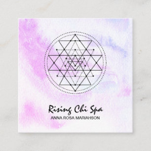 *~* Reiki Massage Pastel Yoga Sacred Geometry Square Business Card