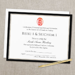 Reiki Master Certificate of Completion Award -