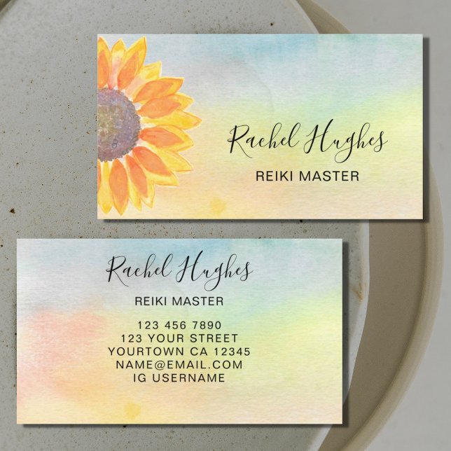 Reiki Master Colourful Sunflower Business Card (Creator Uploaded)
