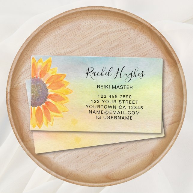 Reiki Master Colourful Sunflower Business Card (Creator Uploaded)
