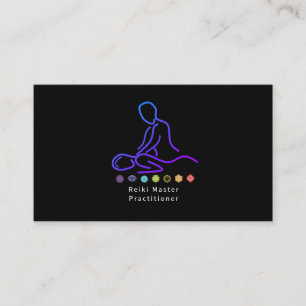 Reiki Master Practitioner Outline Black Business Card