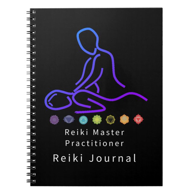 Reiki Master Practitioner Outline Black Notebook (Front)