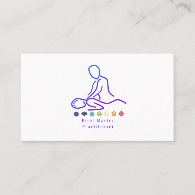 Reiki Master Practitioner Outline White Business Card (Front)