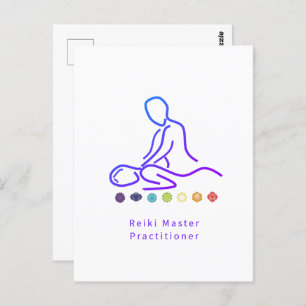 Reiki Master Practitioner Outline White Postcard