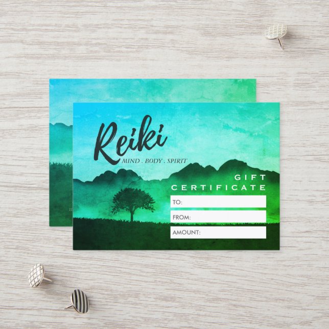 Reiki Master Yoga Instructor Gift Certificate Card (Front/Back In Situ)