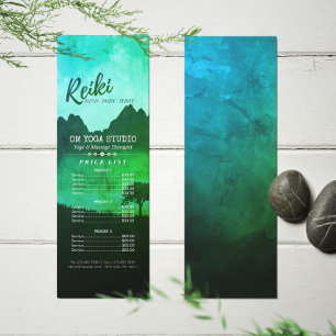Reiki Master Yoga Mediation instructor Price List Rack Card