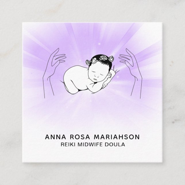 *~* Reiki Midwife Birth Coach Doula Birthing Square Business Card (Front)