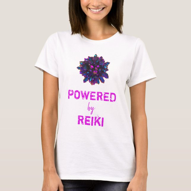 *~* Reiki Pink Purple Crystal Sphere Women White T-Shirt (Front)