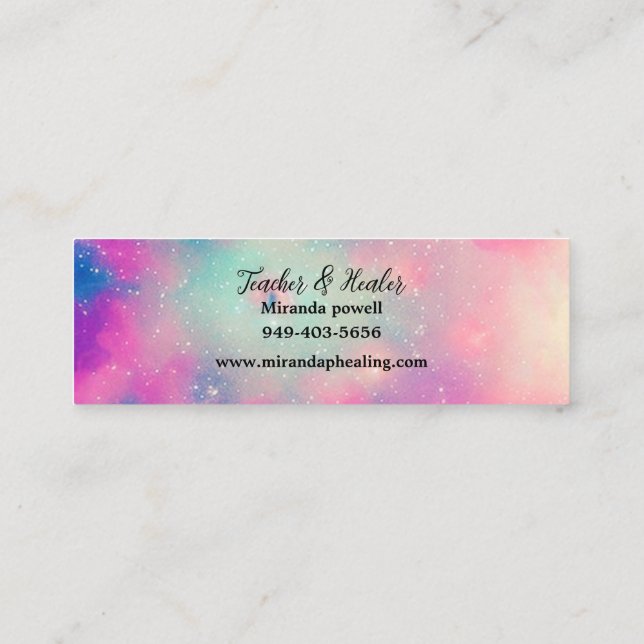 Reiki Practitioner healing aura space Mini Business Card (Back)
