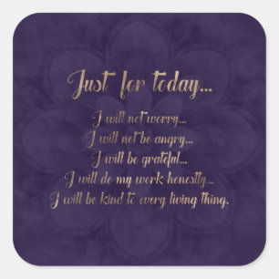 Reiki Principles- gold on purple lotus Square Sticker