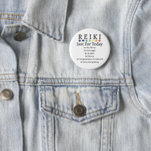 Reiki Principles Precepts White 6 Cm Round Badge