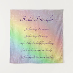 Reiki Principles Rainbow Mandala design Tapestry