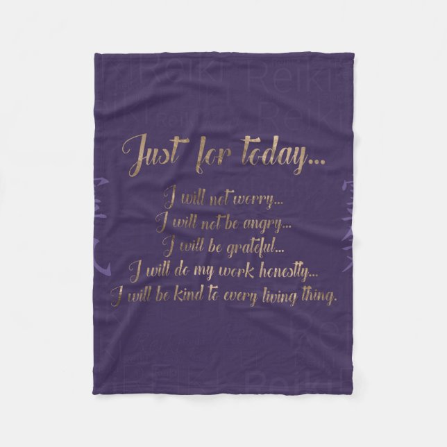 Reiki Principles -Reiki Precepts Fleece Blanket (Front)
