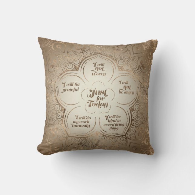 Reiki Principles - Reiki Precepts Golden Sheer Cushion (Front)