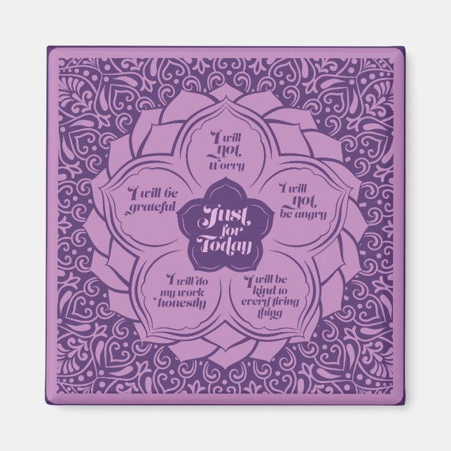 Reiki Principles - Reiki Precepts in Lotus Magnet (Front)