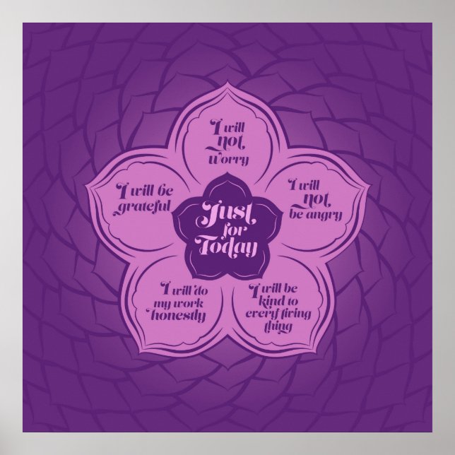 Reiki Principles - Reiki Precepts in Lotus Poster (Front)