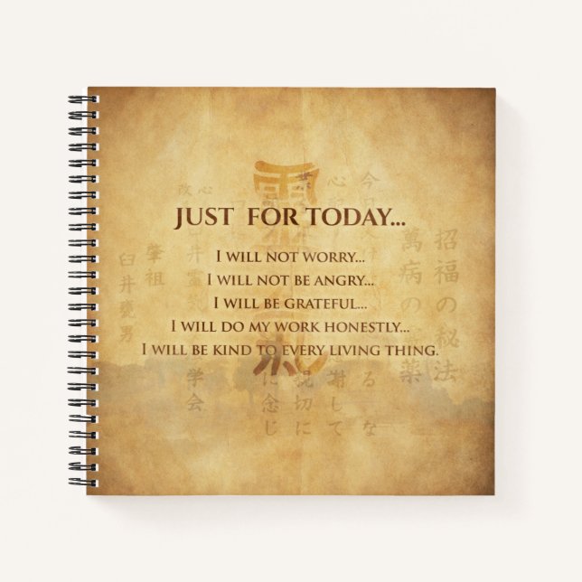 Reiki Principles - Reiki Precepts Notebook (Front)