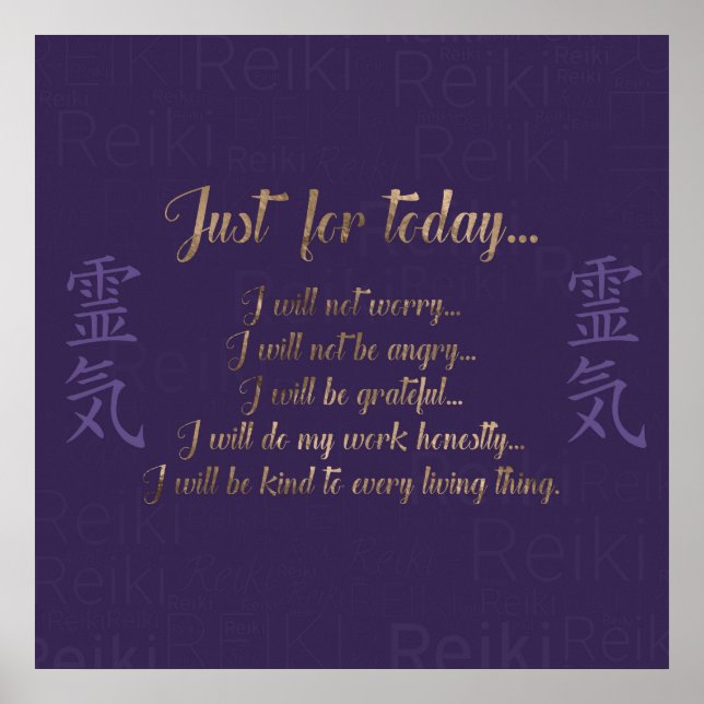 Reiki Principles -Reiki Precepts Poster (Front)