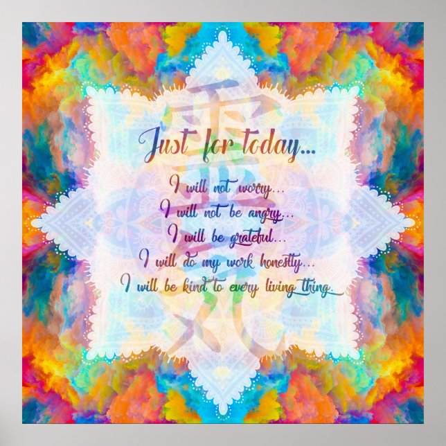 Reiki Principles - Reiki Precepts Poster (Front)