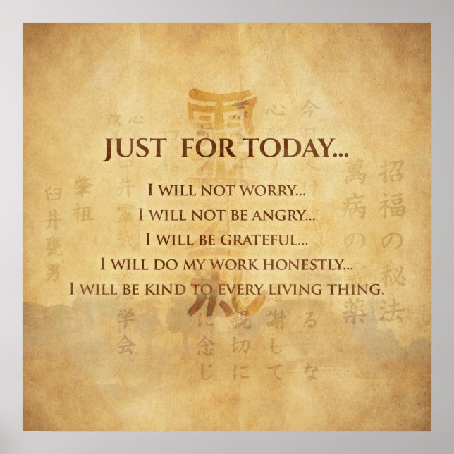 Reiki Principles - Reiki Precepts Poster (Front)